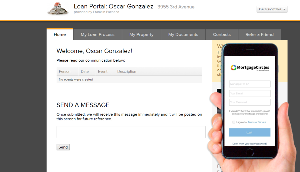 screenshot of BNTouch Mortgage CRM